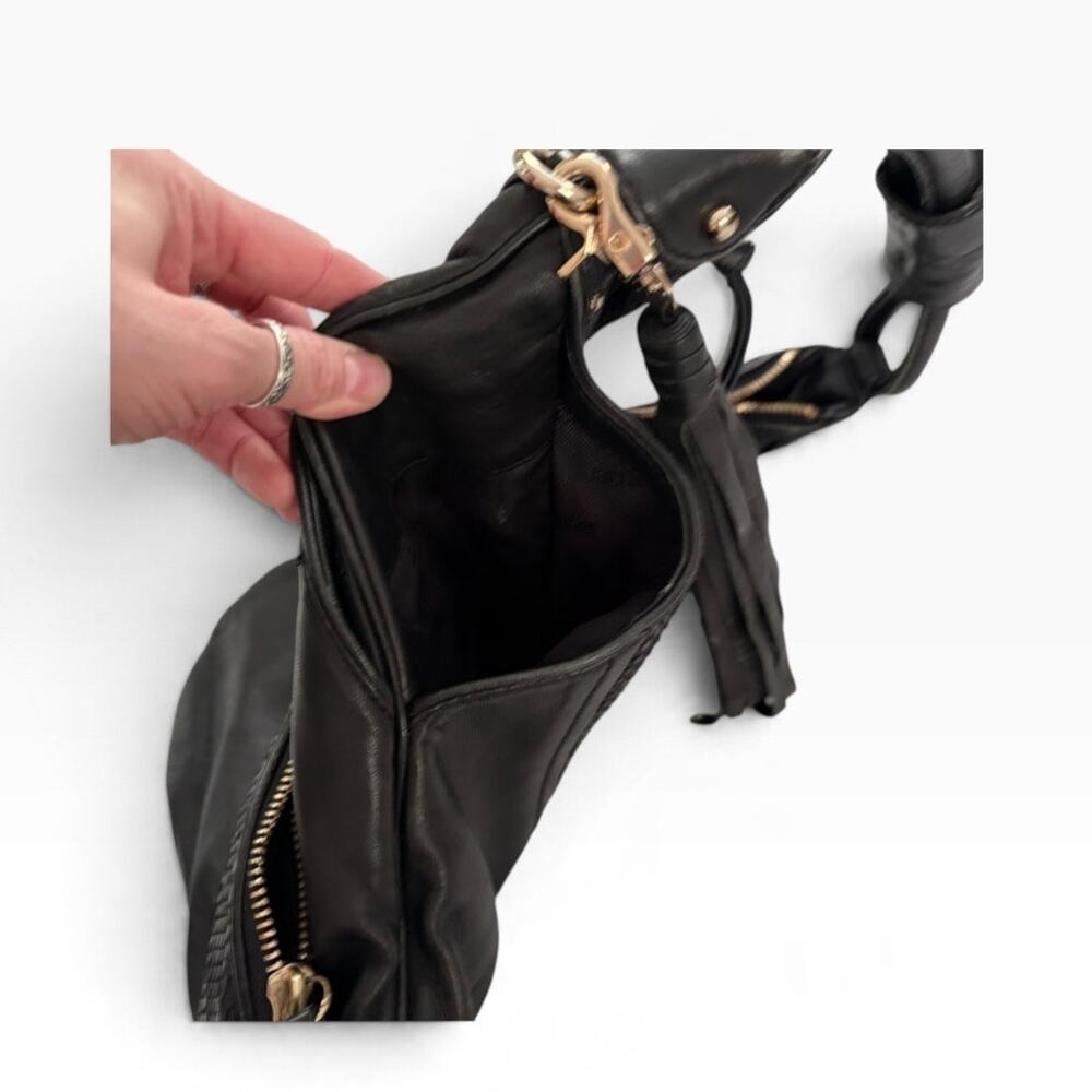 BOTKIER CHRYSTIE BLACK LEATHER HOBO HANDBAG - Picture 7 of 11